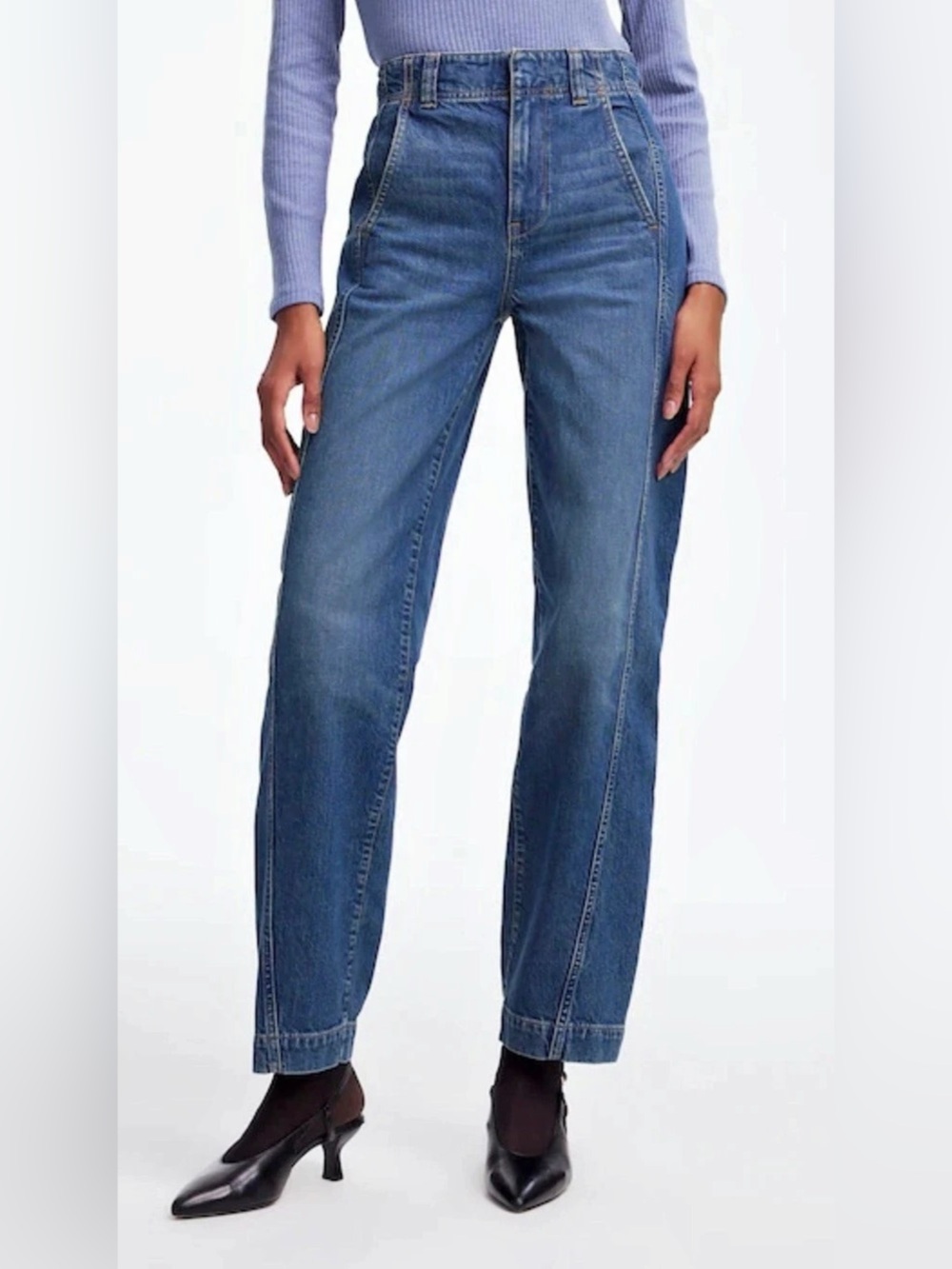 Madewell The Perfect Vintage Jean Tapered Denim Trousers in Blue Waist 24 NWT - Picture 2 of 9